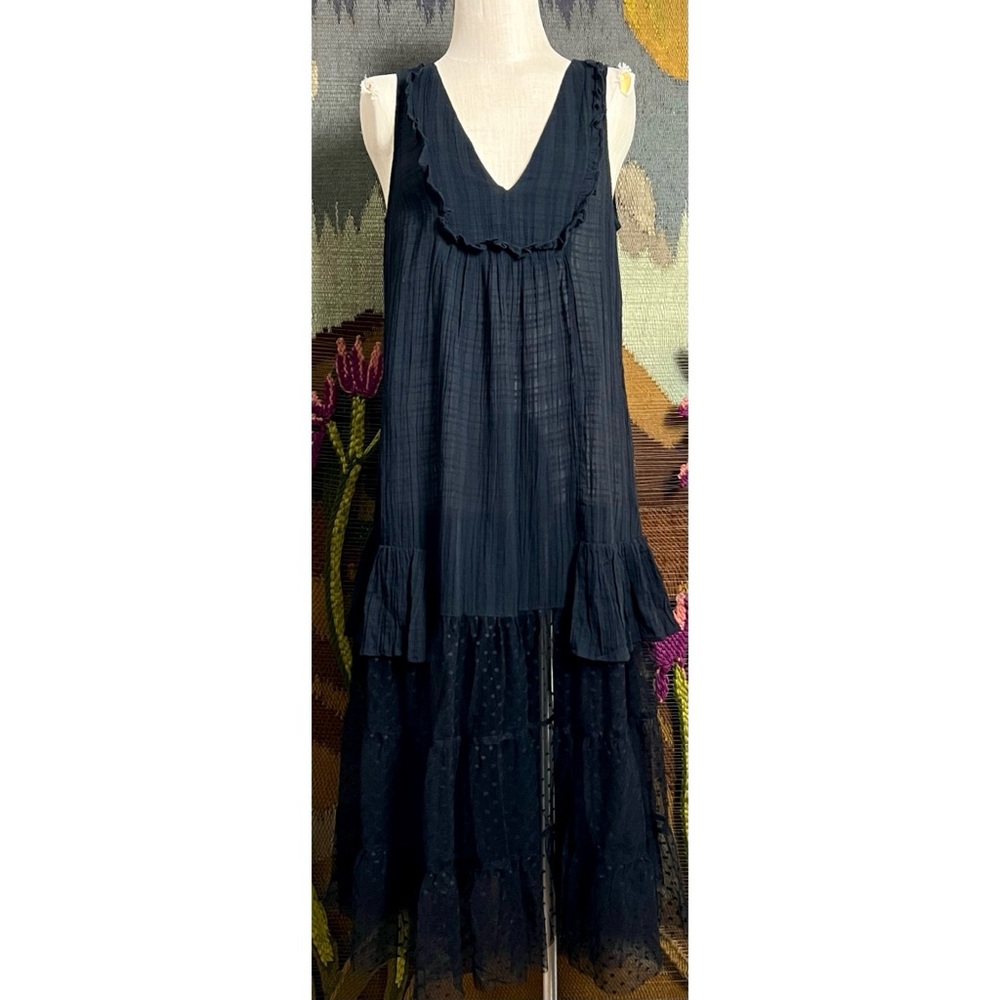 Anthropologie Ruffled Sheer Dress S